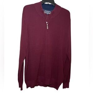 Club Room Men's Burgundy 1/4 Zip Sweater sz XL